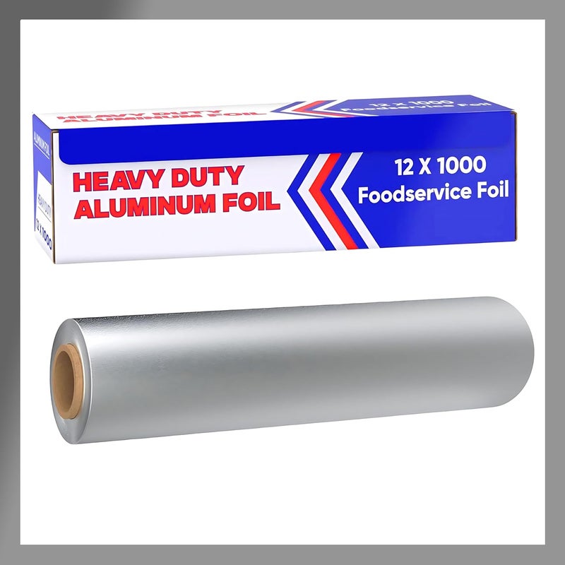 Pokanic Aluminum Foil Wrap Roll 12 in x 1000 ft Heavy Duty Commercial and Home Use for Food, BBQ, Grilling, Cooking, Baking, Roasting, Party (12 in x 1000 ft, 1 Pack) - Image 1